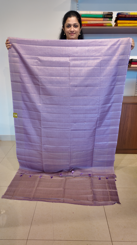 NK Semi Tussar dotted border Lilac - T
