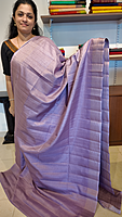 NK Semi Tussar dotted border Lilac - T