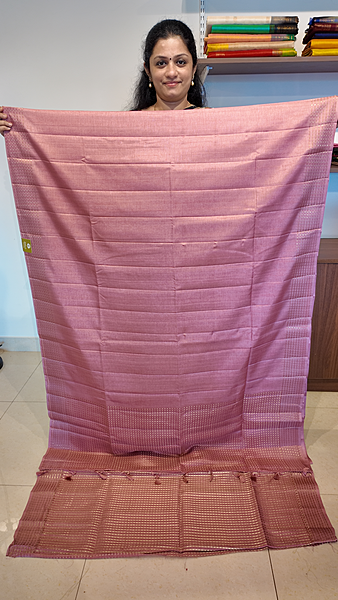 NK Semi Tussar dotted border Pink- T