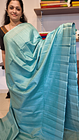 NK Semi Tussar dotted border Blue - T
