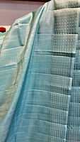 NK Semi Tussar dotted border Blue - T