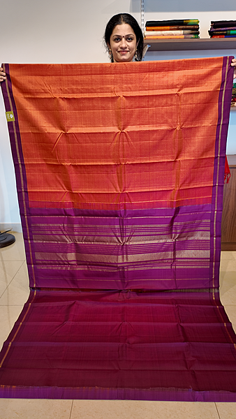S Rust Orange Zari Checks