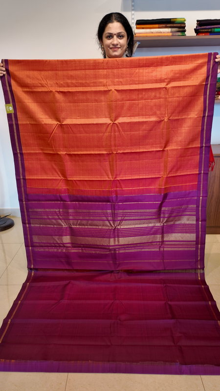 S Rust Orange Zari Checks