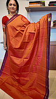 S Rust Orange Zari Checks