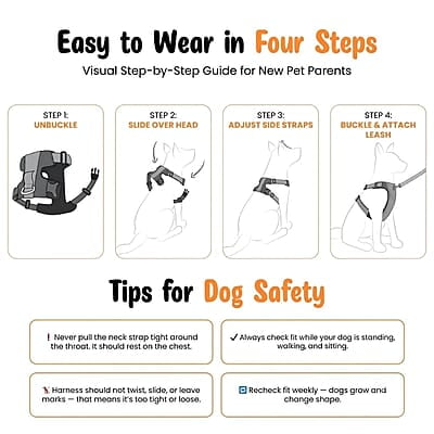 Premium No-Pull Dog Harness with Leash- L- Orange Premium No-Pull Dog Harness with Leash- L- Orange
