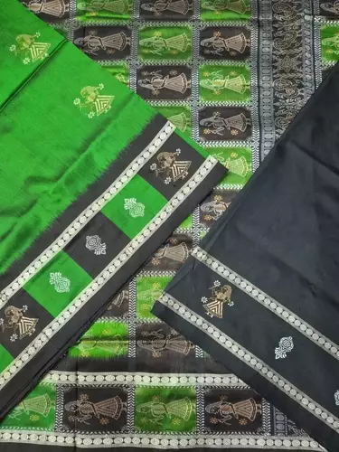 Doll Bomkai Silk Saree-Green