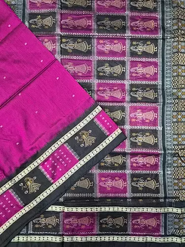 Plain Doll Border Silk Saree-Magenta