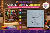 Pebblezapp LED Acrylic Writing Board with Light & 7 Pens | 8x8 in DIY + Reusable Dora keep seek plate Statue
