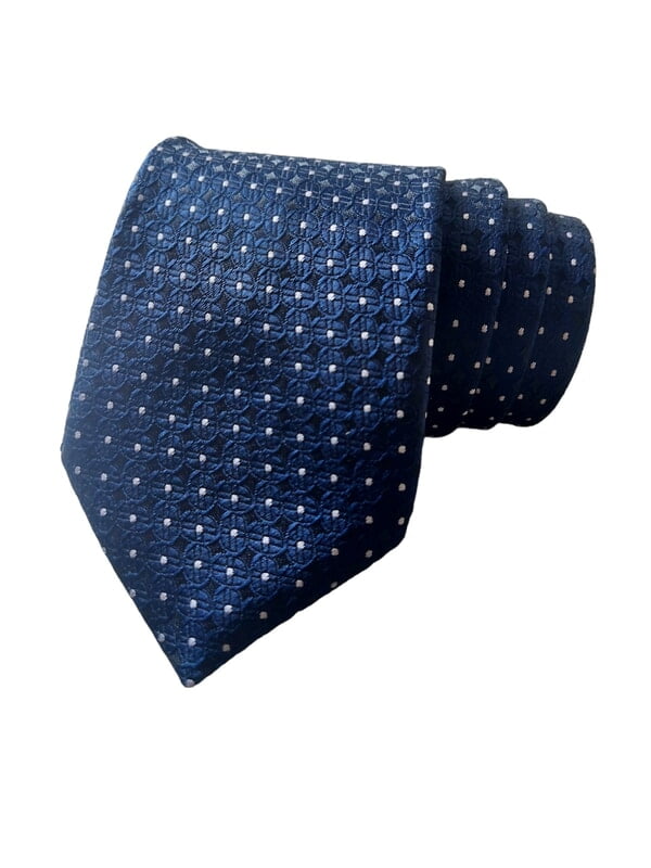 Navy blue Dotted Necktie with Pocket Square