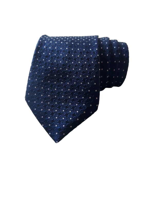 Navy blue Dotted Necktie with Pocket Square