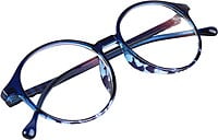 Soigné Unisex Oversized Round Spectacle Frame.Blue&Transparent