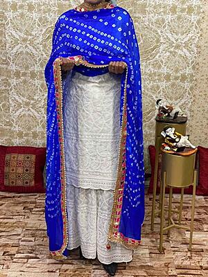 Chikan Kurti Sharara Suit