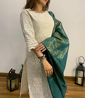 Chikan Suit with Banarasi Dupatta