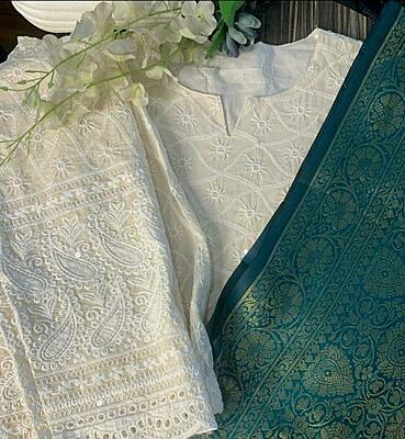 Chikan Suit with Banarasi Dupatta