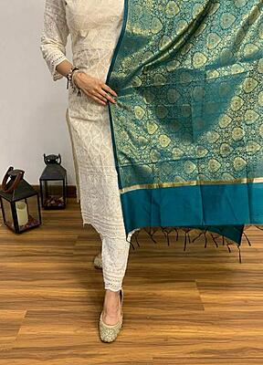 Chikan Suit with Banarasi Dupatta