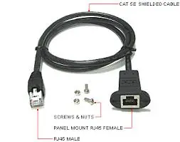 RJ45 Male To Female Panel Mount Extension Cable Lan Adapter 1 Meter