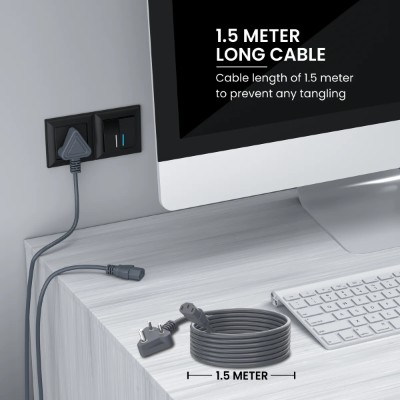Portronics Konnect G1 Desktop Power Cable with 350W Load Capacity for Desktop, PC & Printers, Monitor, 1.5 Meter Cable Length(Grey) Portronics Konnect G1 Desktop Power Cable with 350W Load Capacity for Desktop, PC & Printers, Monitor, 1.5 Meter Cable Length(Grey)