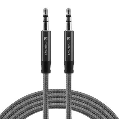 Portronics Aux 5 Stereo Audio Aux Cable 1.5m – 3.5mm Metal Connectors, Nylon Braided, Universal Compatibility (Grey) Portronics Aux 5 Stereo Audio Aux Cable 1.5m – 3.5mm Metal Connectors, Nylon Braided, Universal Compatibility (Grey)