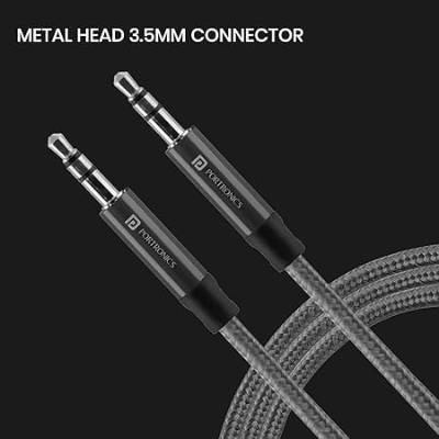 Portronics Aux 5 Stereo Audio Aux Cable 1.5m – 3.5mm Metal Connectors, Nylon Braided, Universal Compatibility (Grey) Portronics Aux 5 Stereo Audio Aux Cable 1.5m – 3.5mm Metal Connectors, Nylon Braided, Universal Compatibility (Grey)
