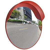 Red Round Road Safety Convex Mirror.