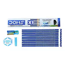 DOMS X-TRA SUPER DARK PENCIL 10PIECES+1SHARPENER+1EARASER