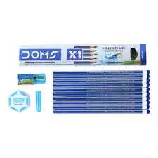DOMS X-TRA SUPER DARK PENCIL 10PIECES+1SHARPENER+1EARASER