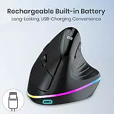 Portronics Toad Ergo 3 Wireless Mouse – RGB, 2400 DPI, Dual Mode, ergonomic design, customizable buttons, long battery life, seamless connectivity, perfect for gaming and productivity stylish.