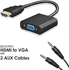 Live Tech HDMI to VGA Converter with Audio - Connect HDMI devices to VGA displays. Compact, plug and play, high-quality performance.