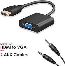 Live Tech HDMI to VGA Converter with Audio - Connect HDMI devices to VGA displays. Compact, plug and play, high-quality performance.