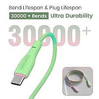 Portronics Hue X – 60W Type-C Cable, vibrant Green & Pink, fast charging, durable design, perfect for devices, tangle-free, 1.5m length, ideal for home and office use, stylish and functional.