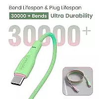 Portronics Hue X – 60W Type-C Cable, vibrant Green & Pink, fast charging, durable design, perfect for devices, tangle-free, 1.5m length, ideal for home and office use, stylish and functional.
