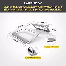 Lapcare LapBuddy LSE‑004 Laptop Stand – Foldable, Lightweight Aluminium, Non-Slip, Supports 15 kg
