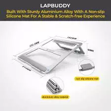 Lapcare LapBuddy LSE‑004 Laptop Stand – Foldable, Lightweight Aluminium, Non-Slip, Supports 15 kg