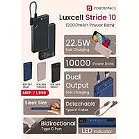 Portronics Luxcell Stride 10 Power Bank – 10000mAh | 22.5W Fast Charging | Type-C Cable | Blue