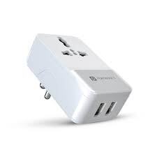 Portronics Adapto III Dual USB Adapter with AC Socket | Wall Power Extension