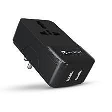 Portronics POR 1362 Adapto 3 Dual USB Charger with 3 Pin AC Socket | 3.4A Black