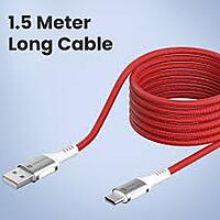 Portronics POR 3087 Konnect Y USB-A to Type-C Cable - | Braided Cable  | 1.5 Meter | Red