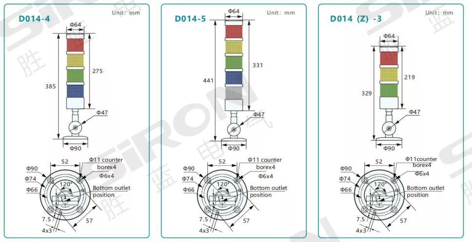 SiRON D014 Series LED Signal Light /RS485 Intelligent Signal Light