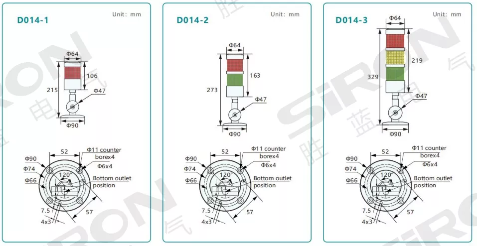 SiRON D014 Series LED Signal Light /RS485 Intelligent Signal Light