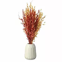 LeafnDeor red and yellow dyed Job's grass botanical arrangement for global wholesale export.