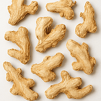 Flat-lay texture of Kerala dry ginger