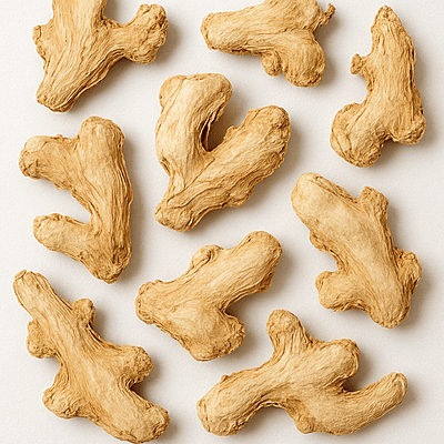 Flat-lay texture of Kerala dry ginger