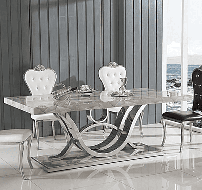 Vikinterio Top Chrome Base Six Seater Dining Table Set Vikinterio Top Chrome Base Six Seater Dining Table Set