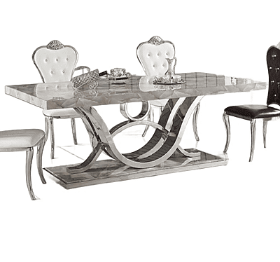 Vikinterio Top Chrome Base Six Seater Dining Table Set Vikinterio Top Chrome Base Six Seater Dining Table Set