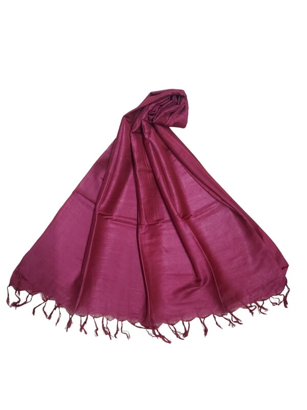 Dark Pink Cotton Silk Solid Dupatta