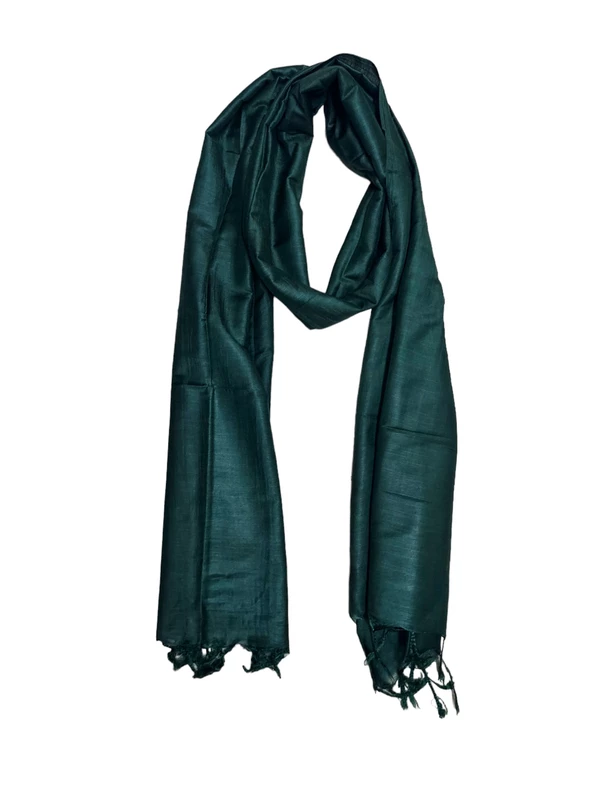 Green Cotton Silk Solid Dupatta