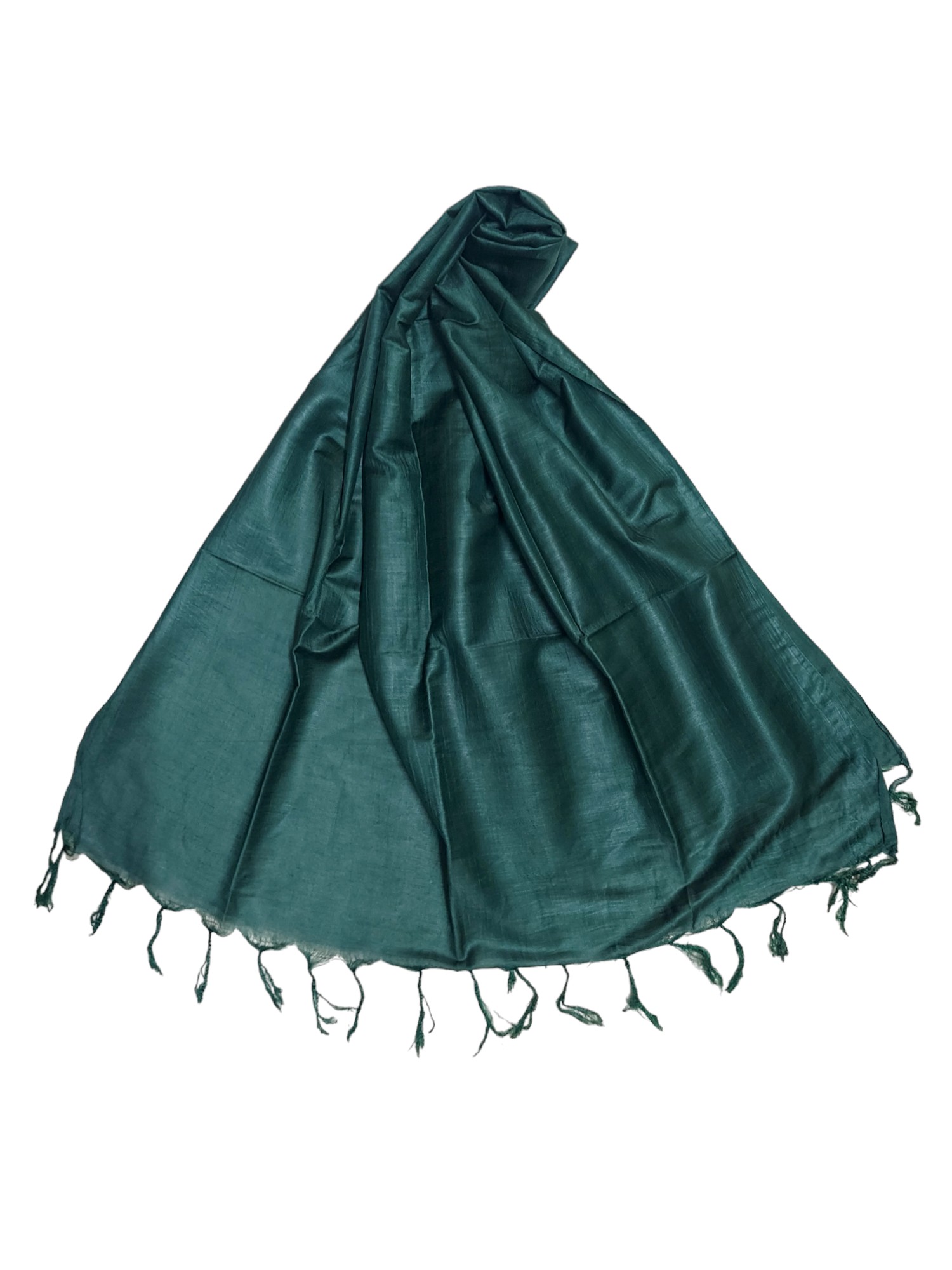 Green Cotton Silk Solid Dupatta