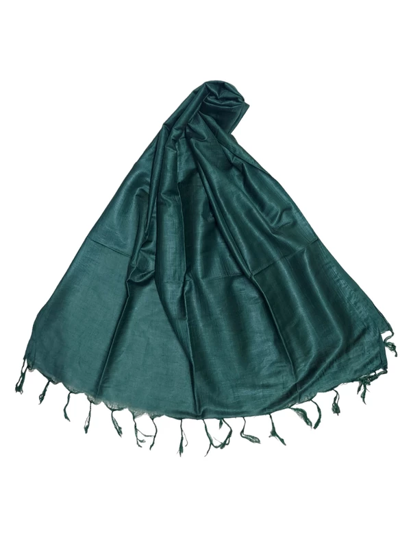 Green Cotton Silk Solid Dupatta