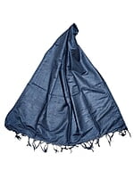 Grey Cotton Silk Solid Dupatta