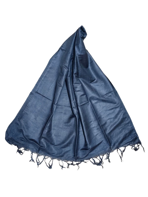 Grey Cotton Silk Solid Dupatta